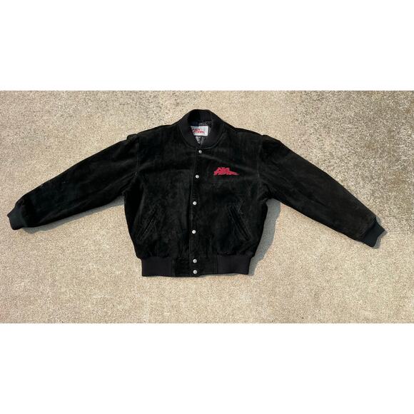 Vintage No Fear Black Genuine Leather Embroidered Button Snap Jacket Size Large - Picture 1 of 10